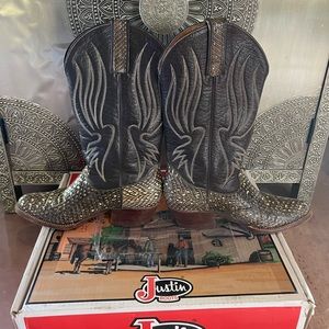 Womens Tony Lama Rare Exotic Snakeskin black western boots - 9